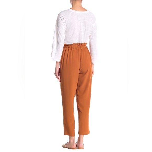 Eileen Fisher Rust Crepe Tencel Pants Ankle Drawstring Comfort Sz M - Picture 2 of 15